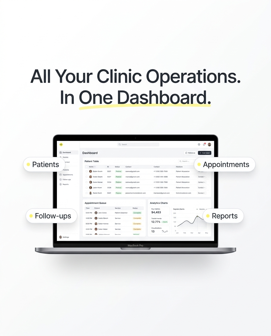 ClinicOS Real Doctor Dashboard Mockup